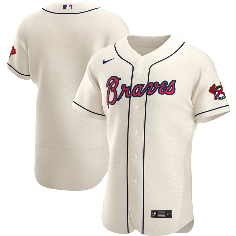 2020 MLB Men Atlanta Braves Nike Cream Alternate 2020 Authentic Official Team Jersey 1